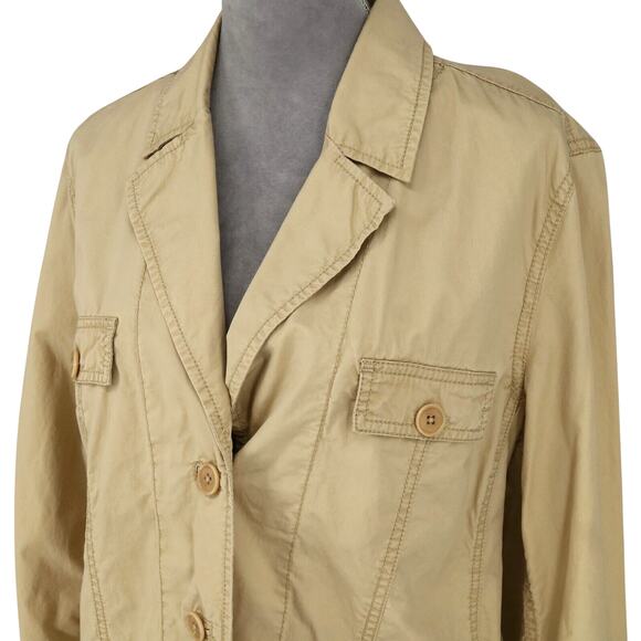 Talbots Jacket Plus Size 14W Beige Safari Cotton Lightweight Pockets Cargo Barn - Picture 9 of 16